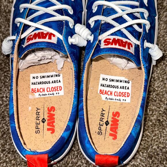 Sperry x Jaws Crest Vibe Sneakers Women’s 8.5M Blue Shark Ocean Canvas Shoes NEW - Picture 4 of 6